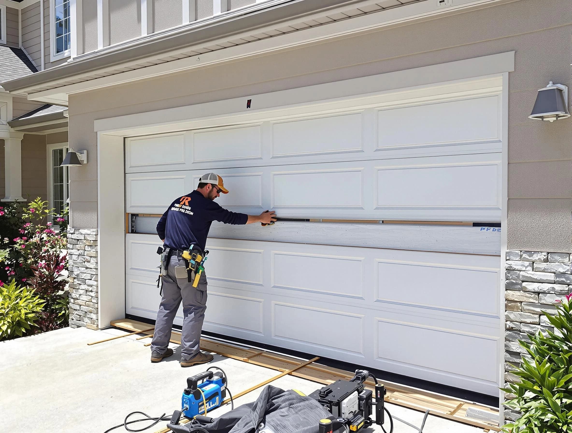 Collier Garage Door Repair team performing complete garage door replacement at Collier residence