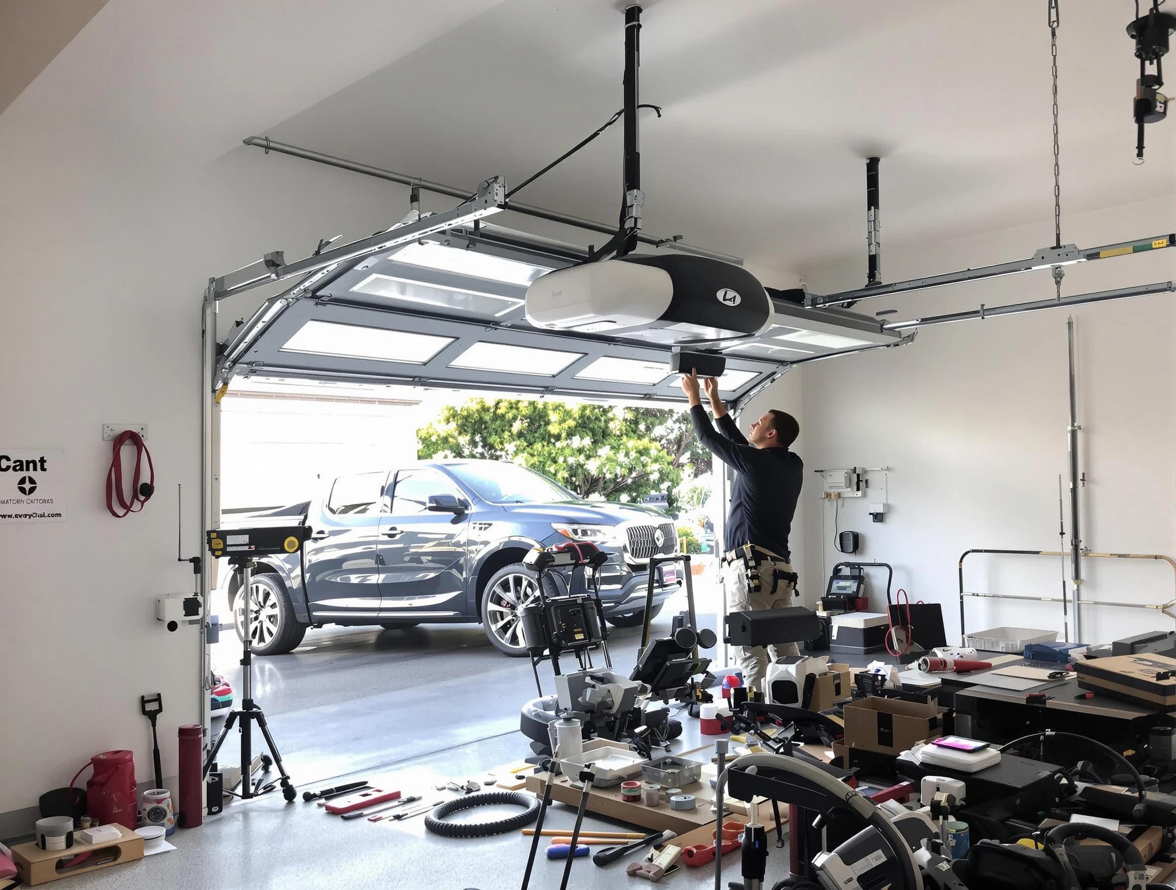 Collier Garage Door Repair specialist installing smart garage door opener system in Collier home