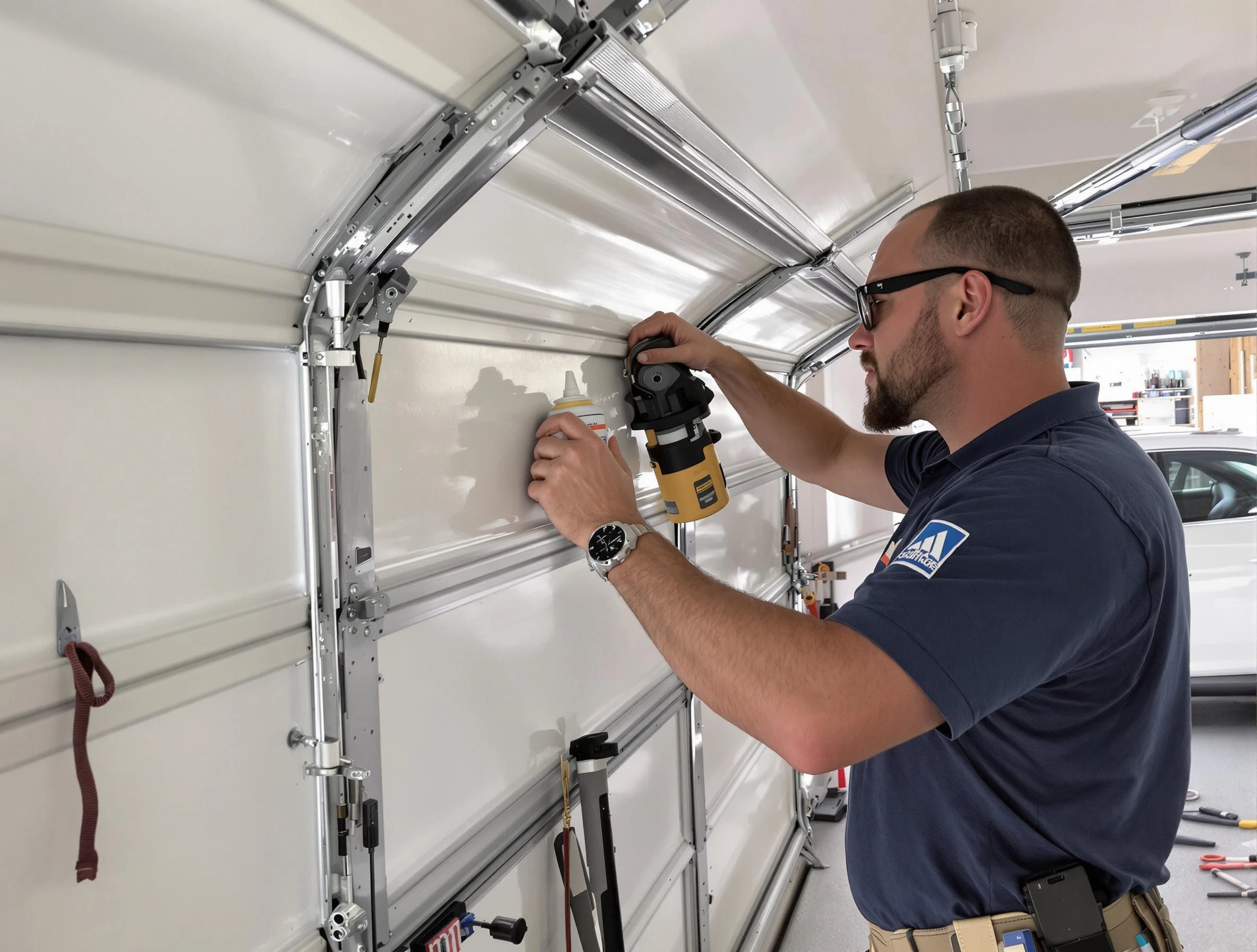 Collier Garage Door Repair technician performing comprehensive noise reduction service in Collier