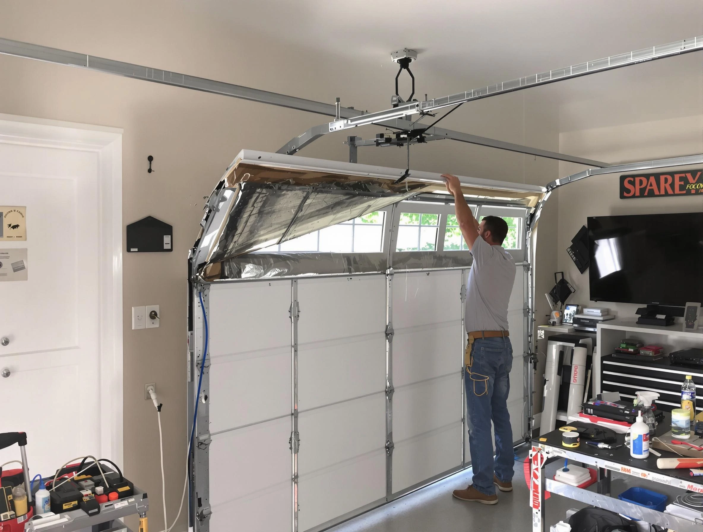 Garage door section replacement by Collier Garage Door Repair in Collier